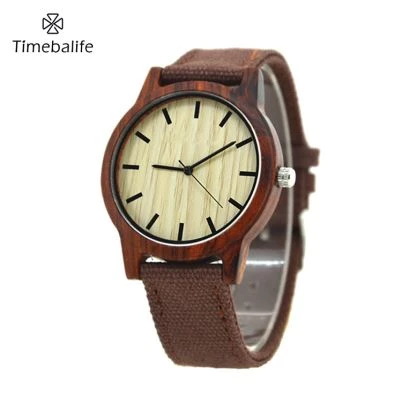 Audekla joslā vīriešiem koksnes Watch